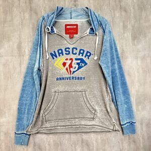 NASCAR 75th Anniversary Raglan Hoodie Women’s Large Sweatshirt Light Blue Gray